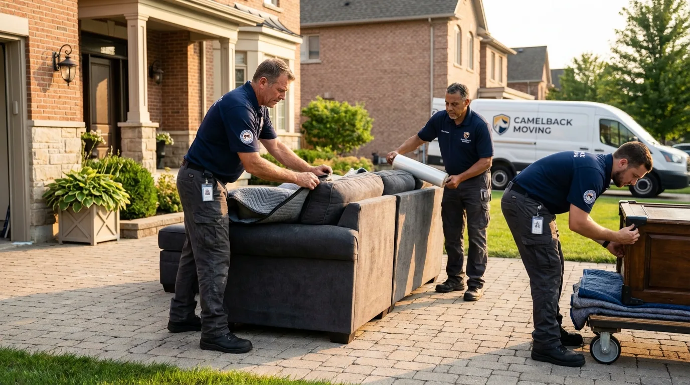 Large estate moving crew wrapping furniture in Troy, OH