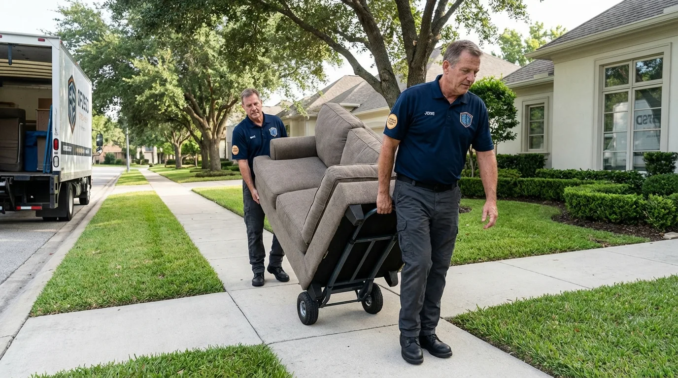 Local residential moving crew loading furniture in Troy, OH
